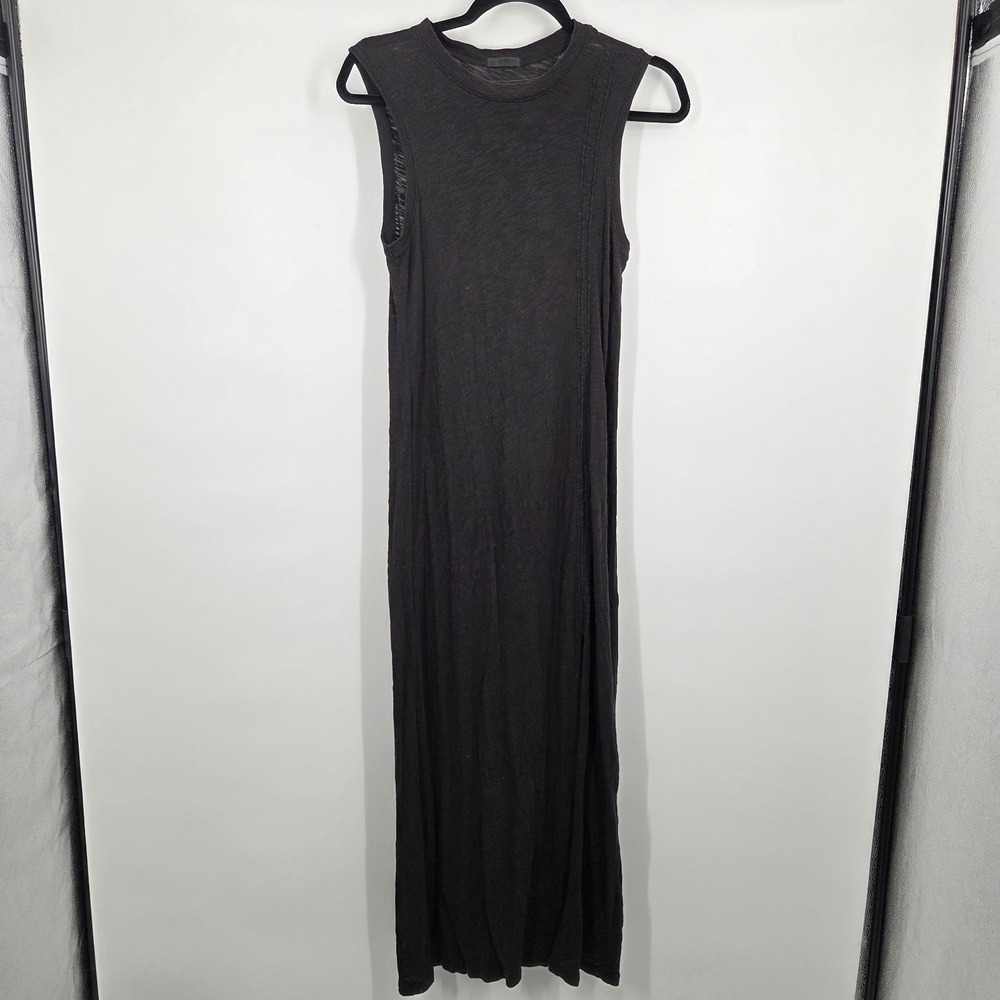ATM Sleeveless Maxi Dress Black Slub Knit Muscle Tank SZ XS Cotton Minimal